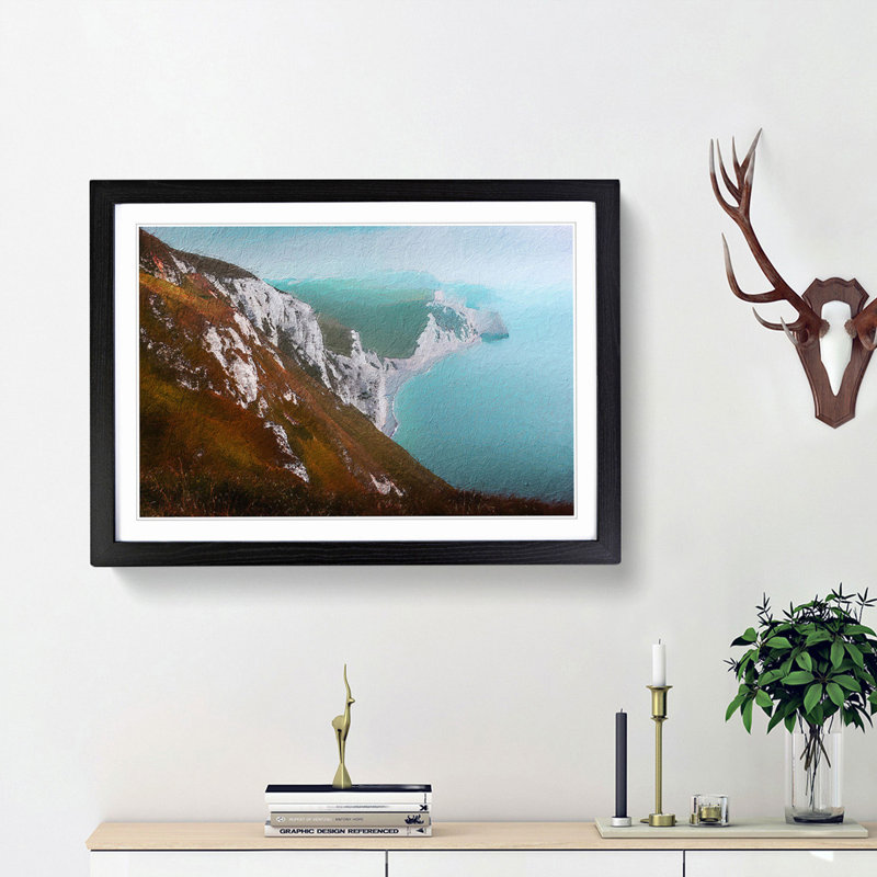 The Cliffs of the Jurassic Coast - Picture Frame Painting Print, Black Framed, 27cm H x 36cm W x 2cm D