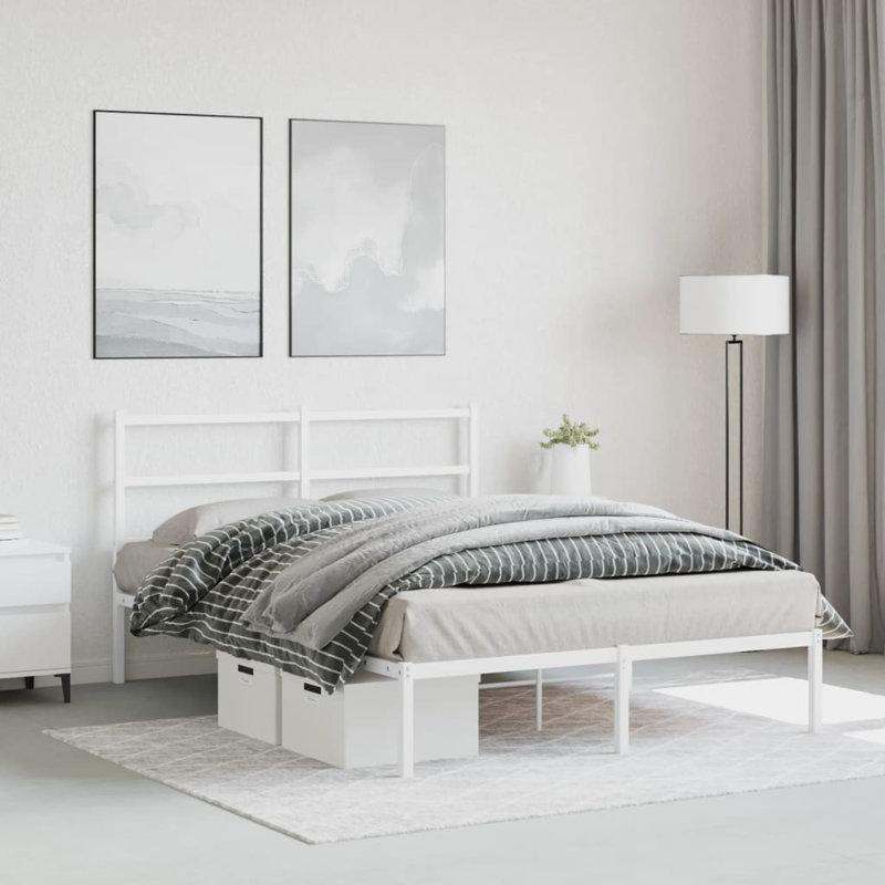 Metal Bed, White, Double (4'6)