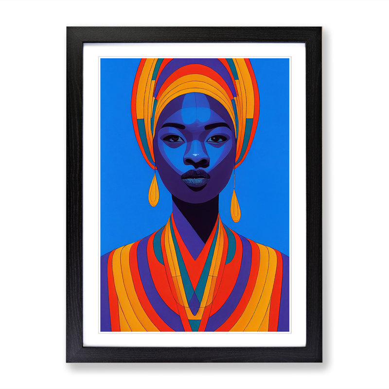 FRM-V0523-56X African Woman Vol.1 - Single Picture Frame Print, Black Framed, 64cm H x 46cm W x 2cm D
