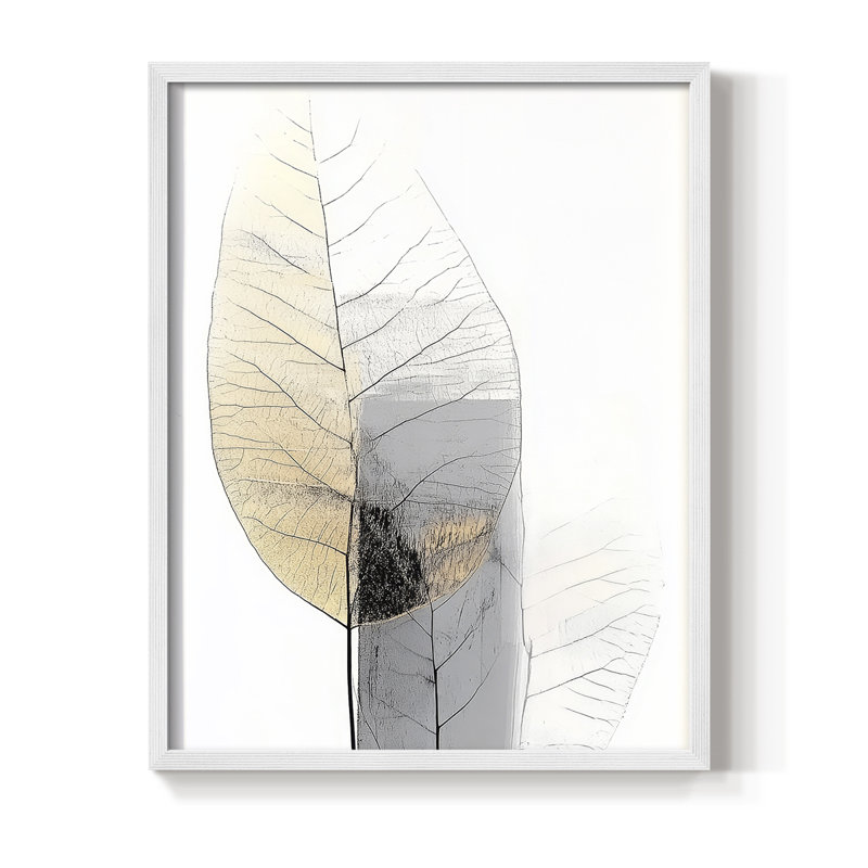 Abstrait, imprimé encadré - prêt à accrocher -, H 10 po x l 8 po, Blanc