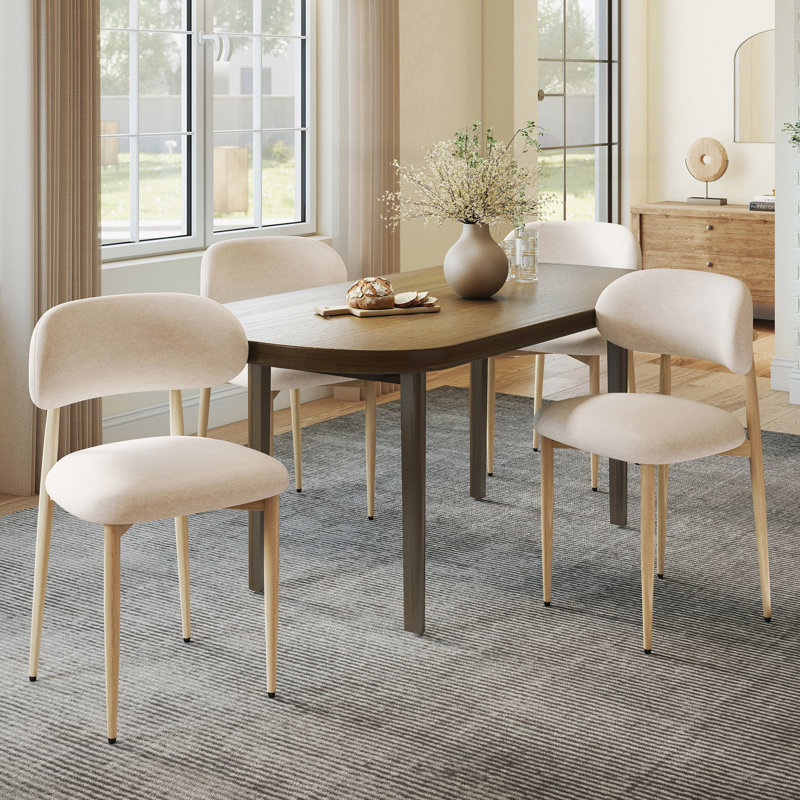 Upholstered Side Chair, Cream, Cream, Natural