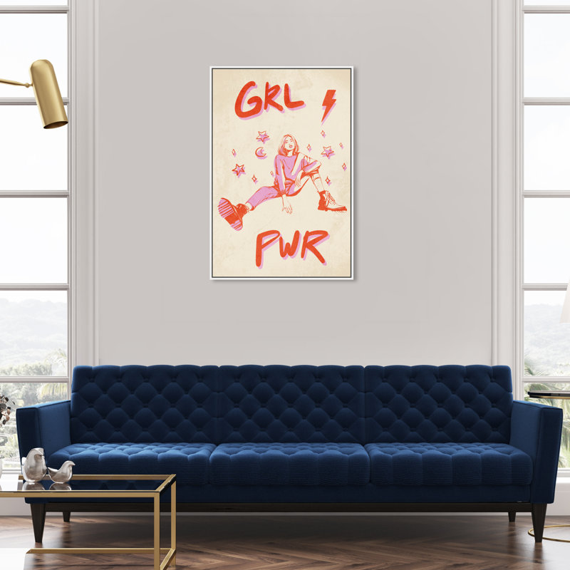 Girl Power Elle-Même - Peinture, Cadre flottant blanc, H 24 po x l 36 po