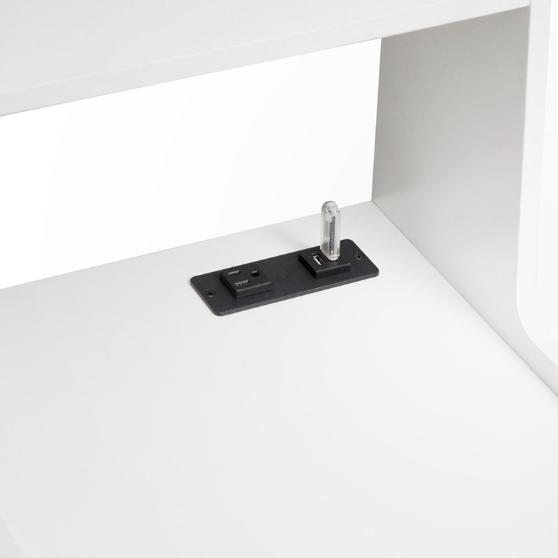 Bedside Tables with Storage Cabinet and Charging Station, White