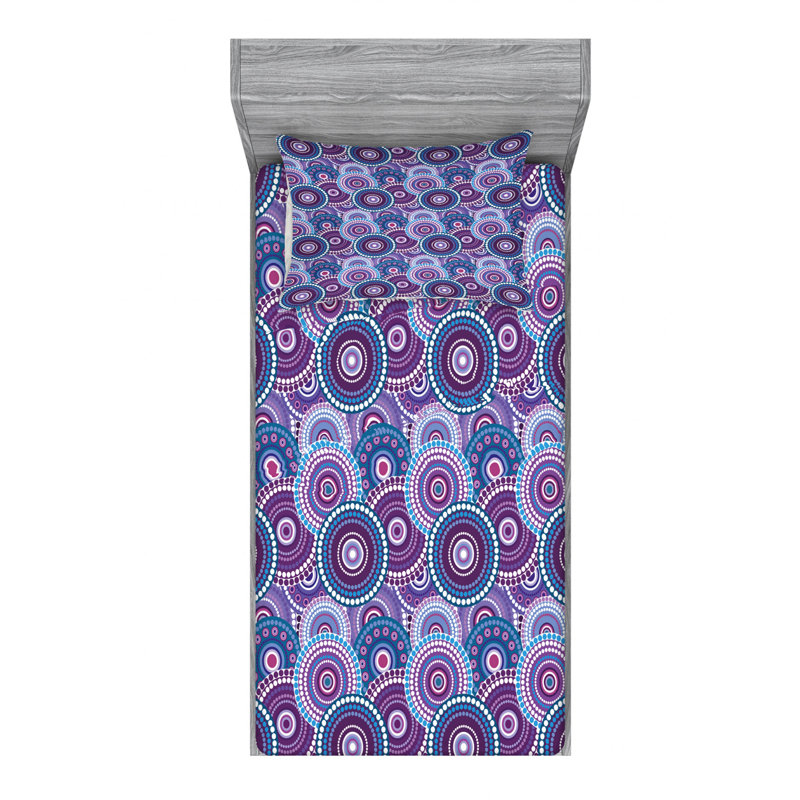 Microfiber Geometric Sheet Set, Twin XL Sheet Set with Fitted Sheet