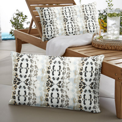 Mali Mineral Blue Indoor/Outdoor Animal Print Mineral Blue/Gray Rectangular Lumbar Cushion Cover