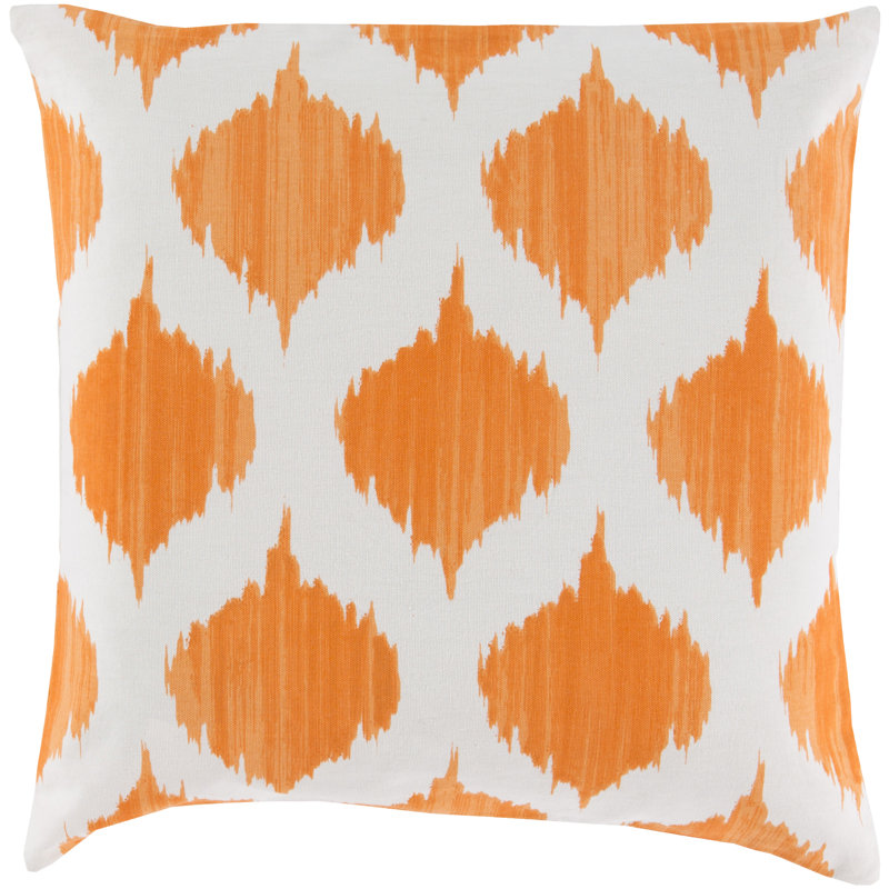 Aqua and White Ikat Cotton Square Throw Pillow