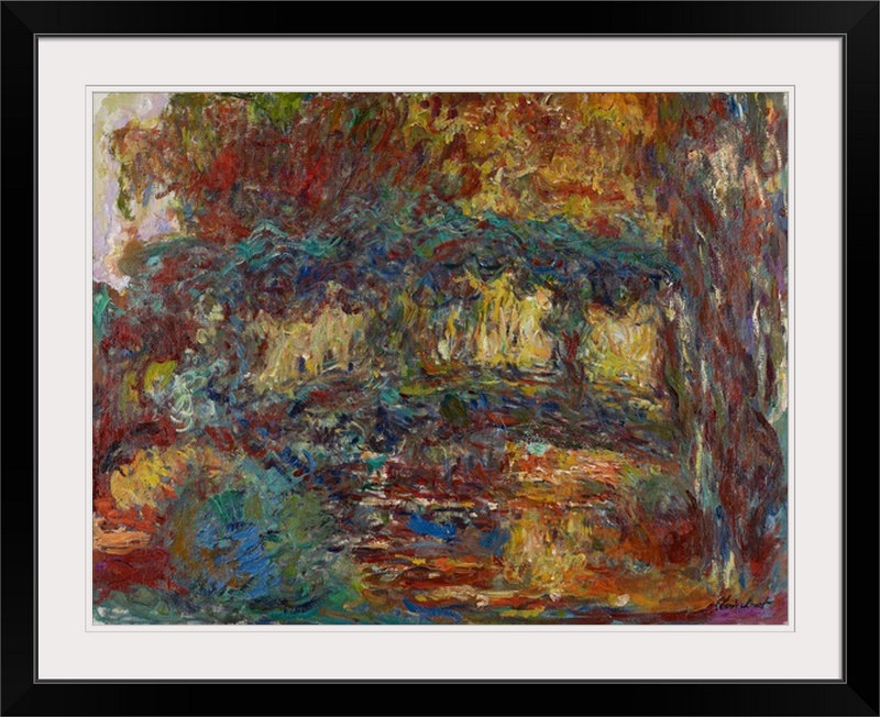 Le pont japonais, c.1923-25 par Claude Monet - reproduction imprimée, H 20 po x l 24 po x P 1 po, Cadre noir