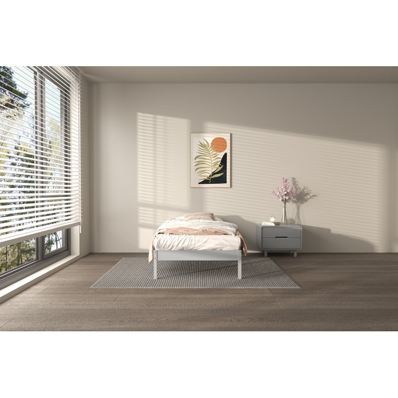 Lit en bois massif Moneeb, gris, Simple