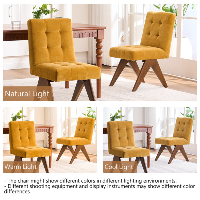 Nieck Tufted Upholstered Parsons Chair, Yellow