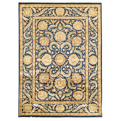 High-Quality Hand-Knotted Navy Area Rug