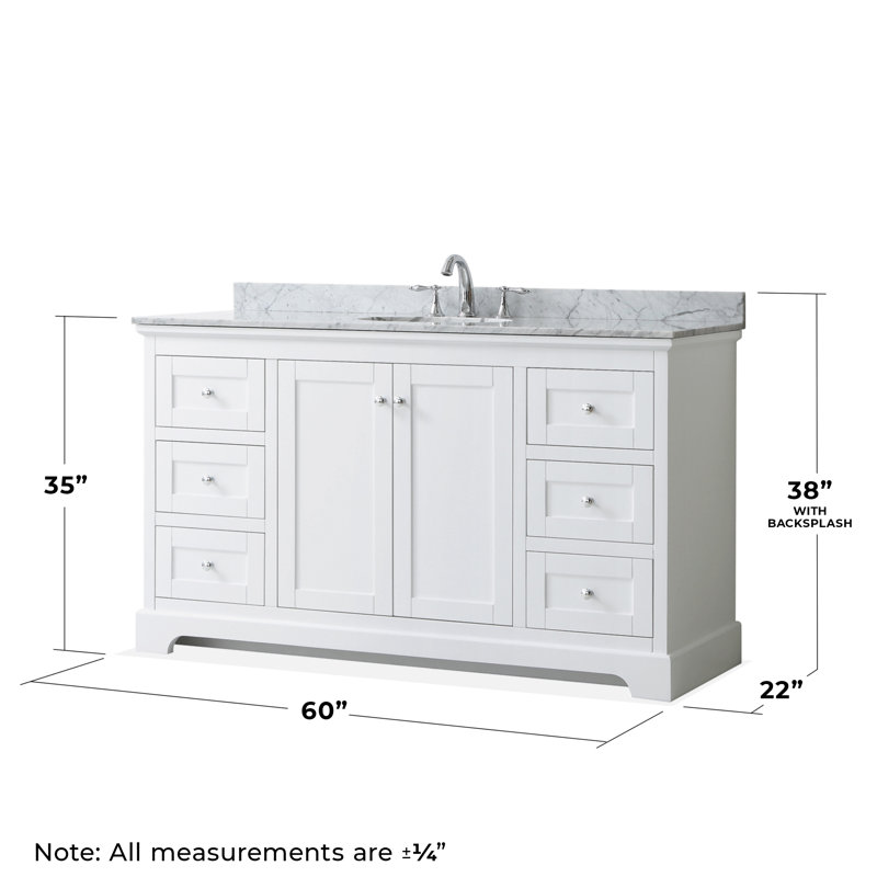 Avery 60'' Single Bathroom Vanity with Stone Top, White Cultured Marble, White