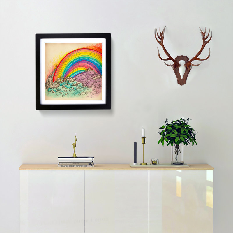 Rainbow Drawing - Framed Print, Black