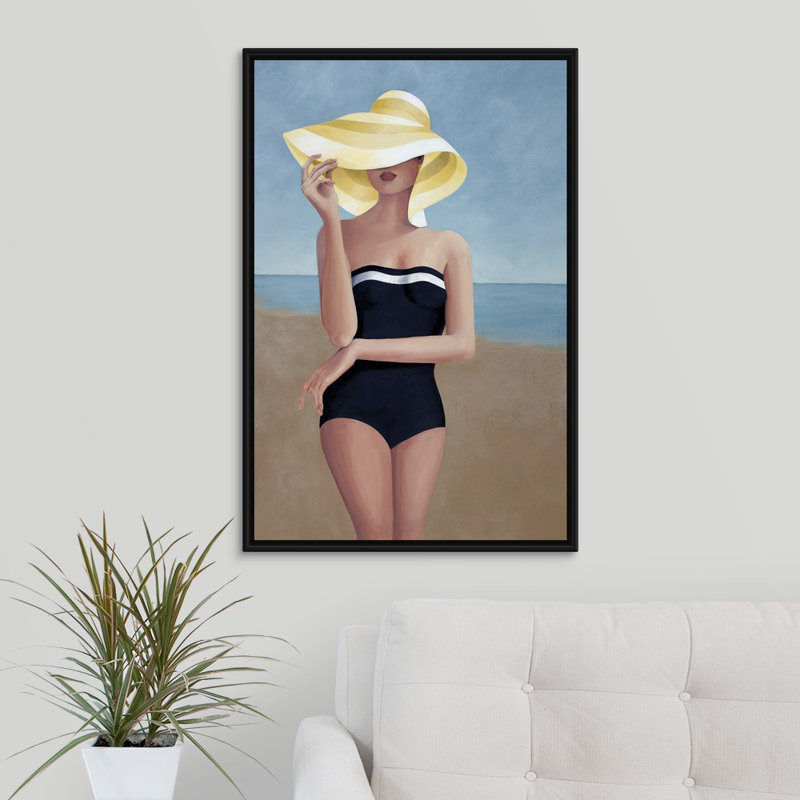 « cozumelting », peinture sur toile, H 49,7 po x l 33,7 po x P 1,75 po, Cadre flottant noir
