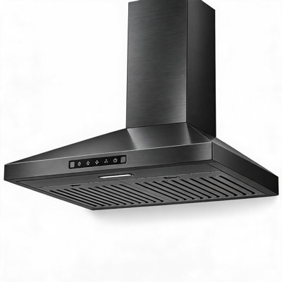 Hotte sous un meuble 430 en acier inoxydable, évent convertible sans conduit, ventilateur de cuisine à profil mince, noir