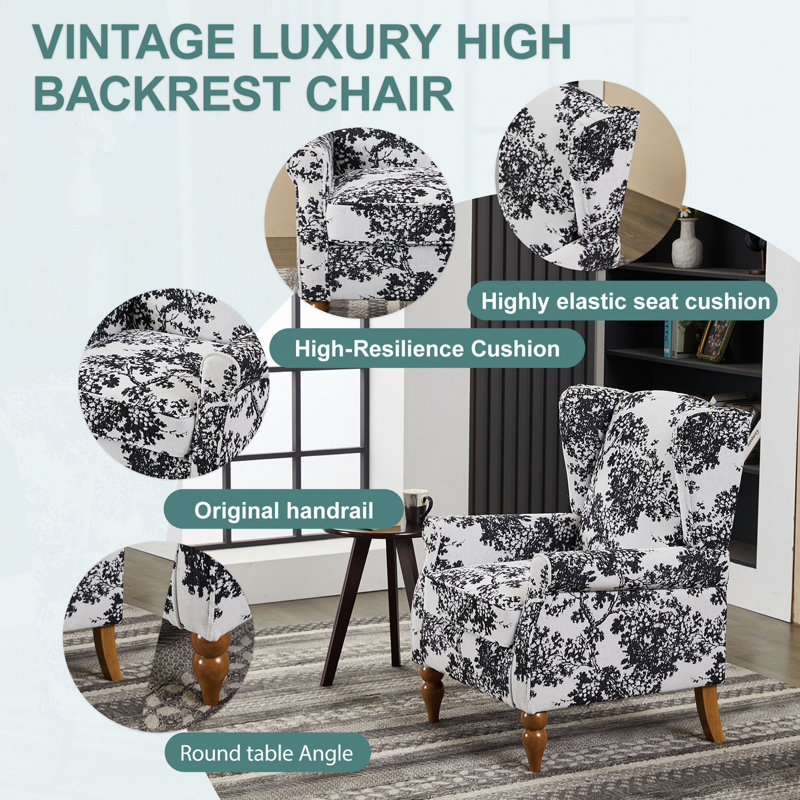 Ensemble de table basse et de fauteuils de style rétro de luxe, une chaise de lecture à haut dossier et une table basse en bois massif, convenant aux salons et aux espaces détente de la chambre à coucher