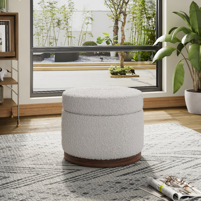 Aubryanna 53cm Wide Round Footstool Ottoman with Storage