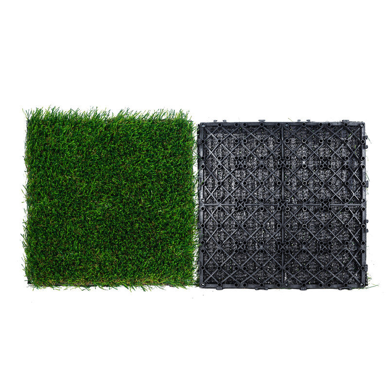 Carreaux de gazon artificiel à emboîtement 12 po x 12 po, paquet de 18 tapis synthétique en gazon synthétique auto-drainant, tapis de patio intérieur et extérieur