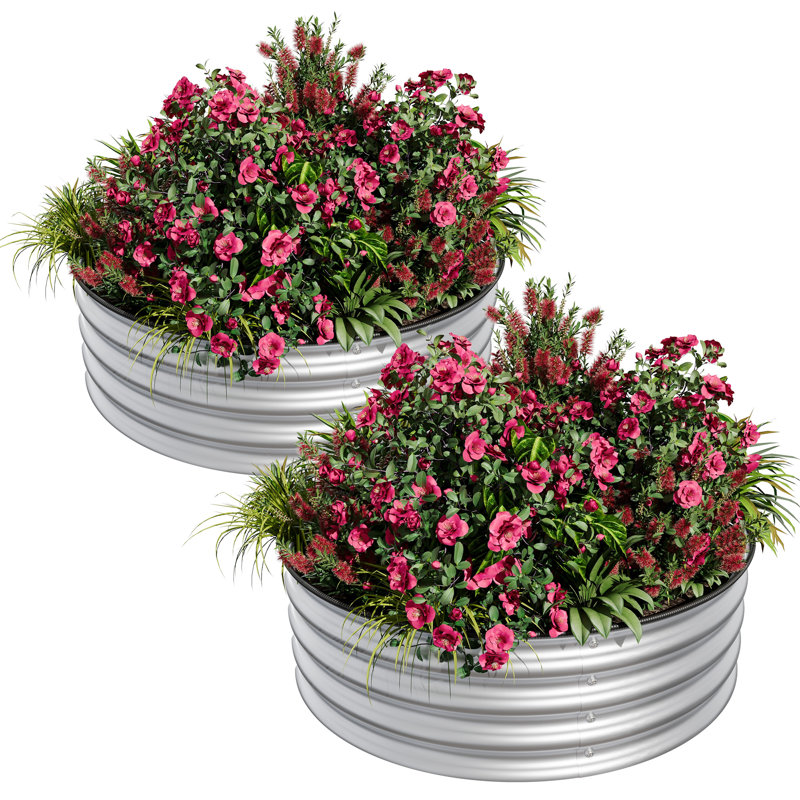 2PCS Round Metal Raised Garden Beds – Corrosion-Resistant Galvanized Steel, Safe Edges, Quick Assembly for Planting & Landscaping