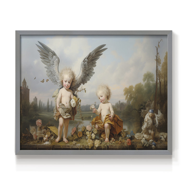 Angels From Above-11 - Reproduction encadrée - Restickable, Cadre gris, H 11 po x l 14 po