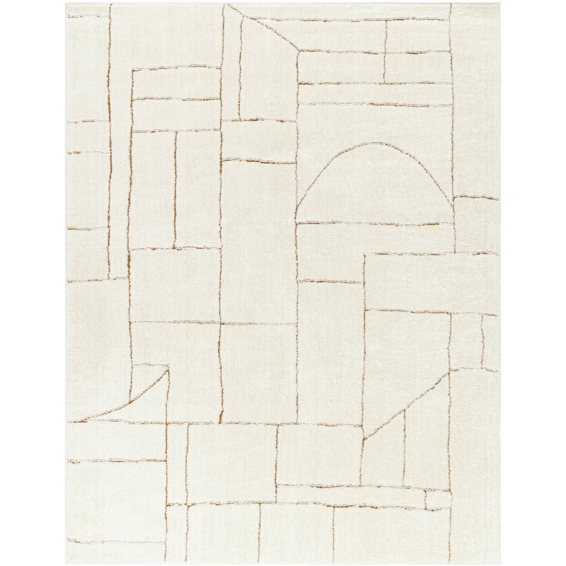 Asfand Cream/Brown Area Rug, Rectangle 5'3" x 7'
