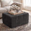 Pouf ottoman moderne compressé, repose-pieds rectangulaire modulable en velours côtelé avec ressorts ensachés, aucun assemblage requis pour le salon, gris-1999278481