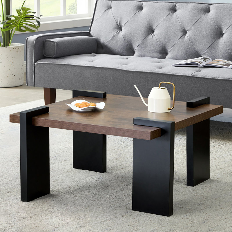Table basse en MDF, idéale pour les salons modernes et minimalistes, Noyer
