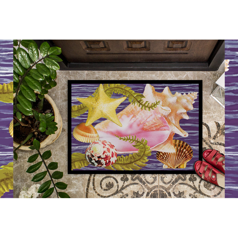 Tapis d'entrée antidérapant Insta, Conque et étoile de mer, 18" W x 27" L