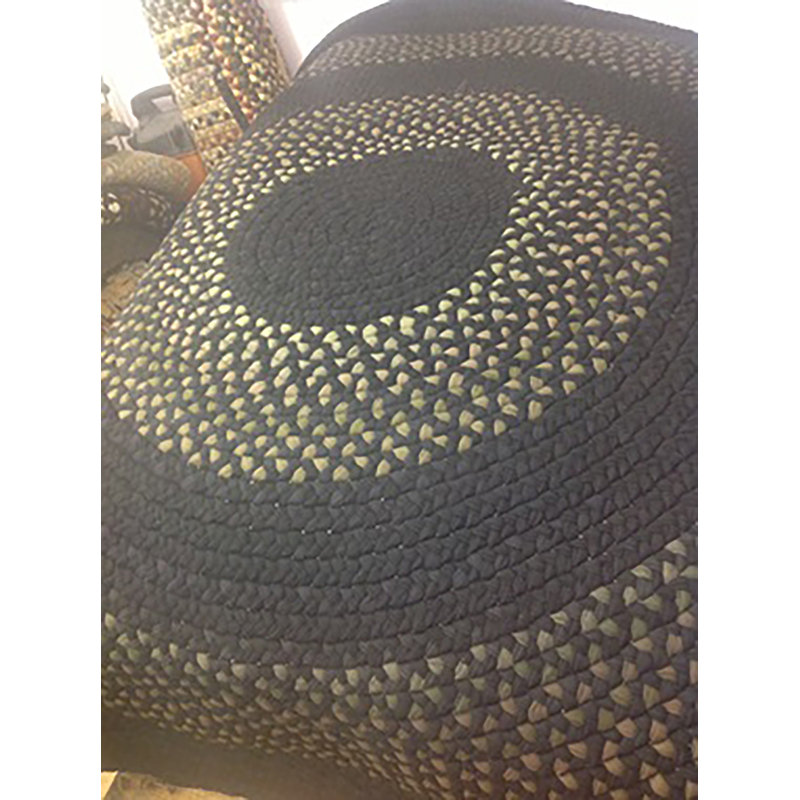 Round Handmade Braided Wool Black Area Rug, Round 6'