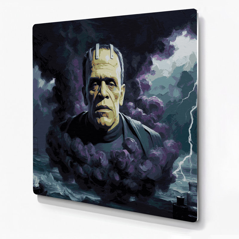 Halloween Frankensteins monster Grey Metal Wall Art