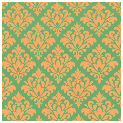 Édredon damassé orange et vert