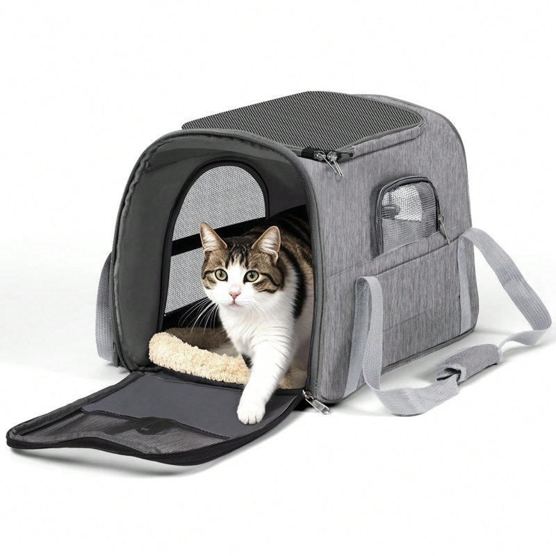 Sac de transport pour chien pour animaux de compagnie de taille moyenne - Sac de chat et de chiot pliable à côtés souples, approuvé par la compagnie aérienne, transporteur de voyage portable jusqu'à 20 lb