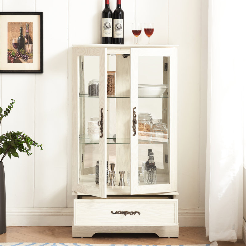 Armoire blanche avec tablettes réglables - illuminée pour un tiroir intérieur élégant, Blanc