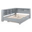 Lit de jour en bois double avec lit gigogne simple, lit de jour avec tablette de rangement et ports de chargement USB-1501042860