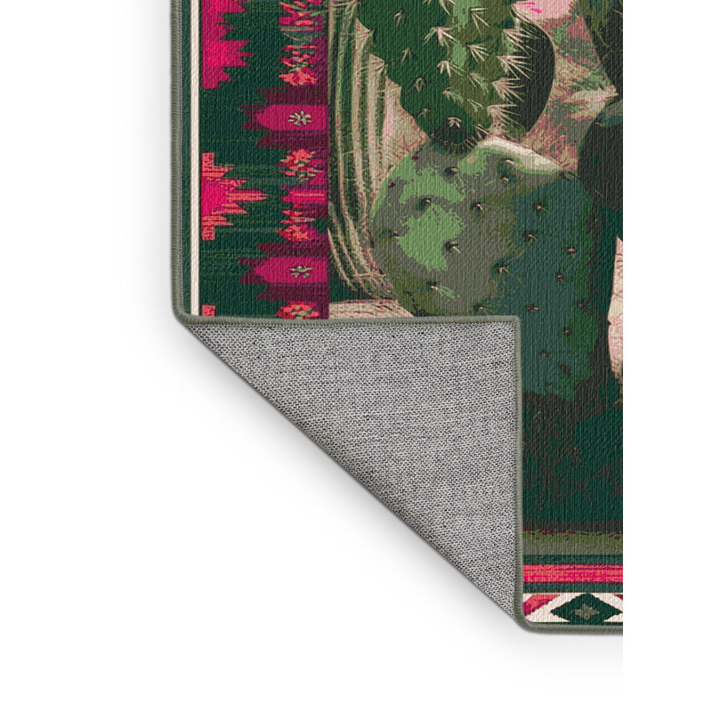  Tapis lavable en forme de figue de barbarie Southwestern, Rectangle 5 pi x 7 pi