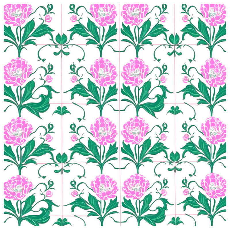 Couvertures florales roses pivoines, L 60 po x H 80 po