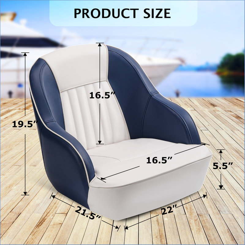 Marine Boat Seat, Ergonomic Barrel-Shaped Design With High-Density Foam Cushion And Durable Injection-Molded Plastic Frame, Compatible With Standard Mounting Bolts