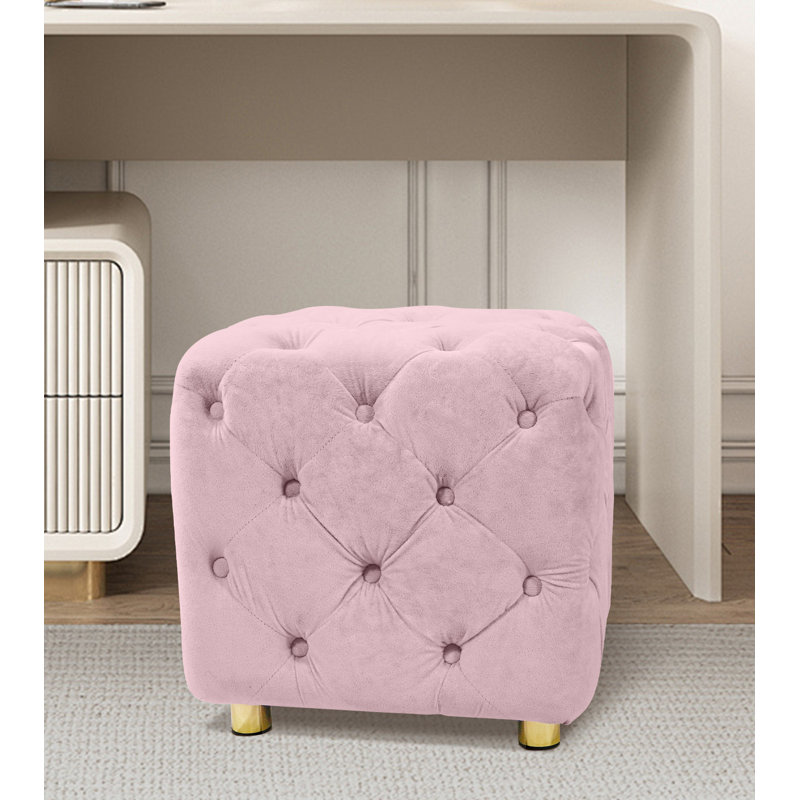 Repose-pieds de maquillage en velours Modern, Velours rose