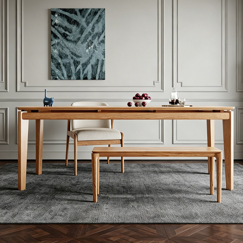 Modern minimalist rectangular desk, 29.53" H x 86.61" W x 31.5" D