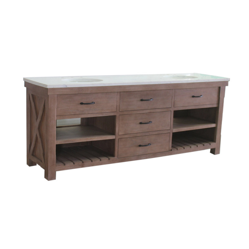 84'' Double Bathroom Vanity with Stone Top