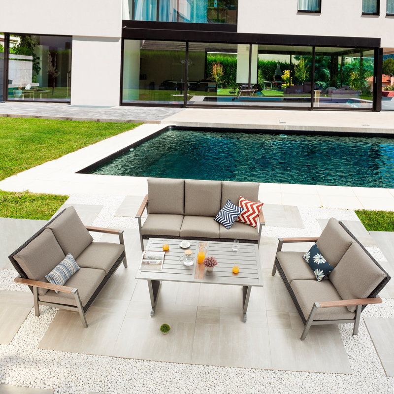 Bertolde 7 - Person Patio Conversation Set with Cushions