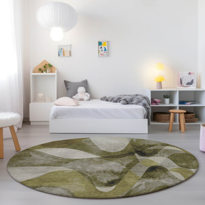 Altair Washable Abstract Indoor / Outdoor Rug, Round 8'