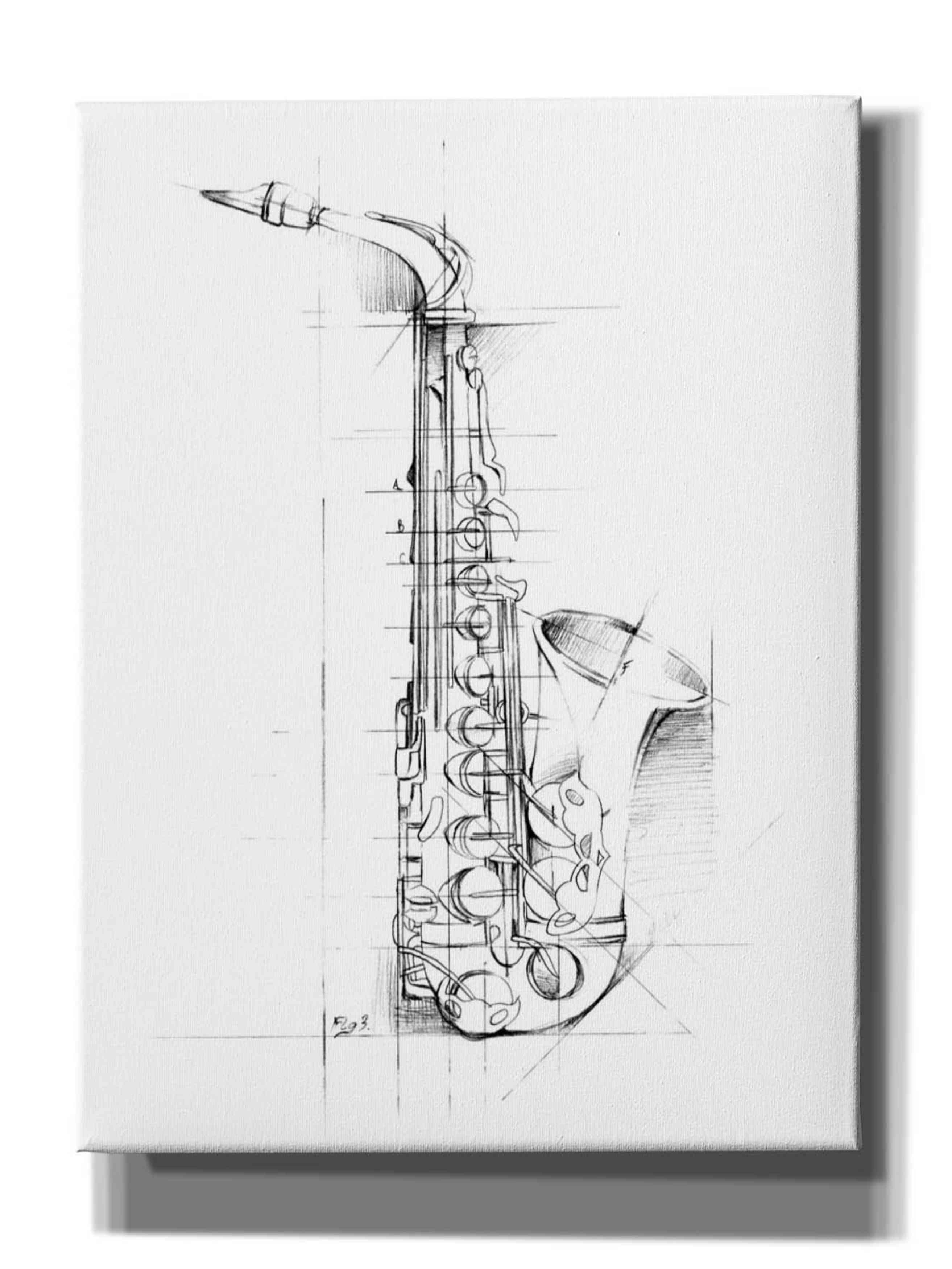 French Horn Sketch Wood Print by Ethan Harper - Pixels Merch