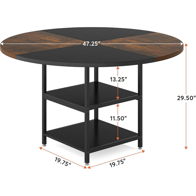 Table de salle à manger ronde (sans chaises), Brun / Noir