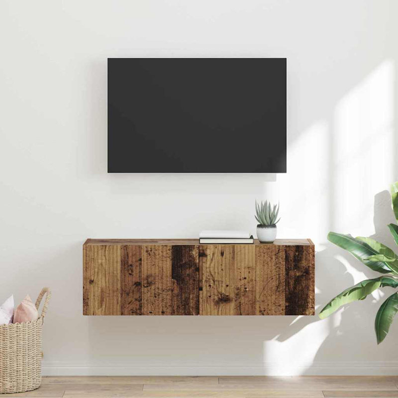 TV Stand, 29.5cm H x 98cm L x 31cm W, Old Wood