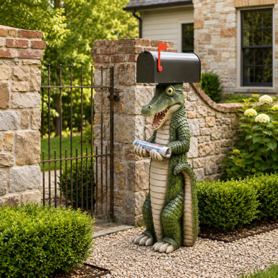 Postal Gator Mailbox Post Sleeve Statue