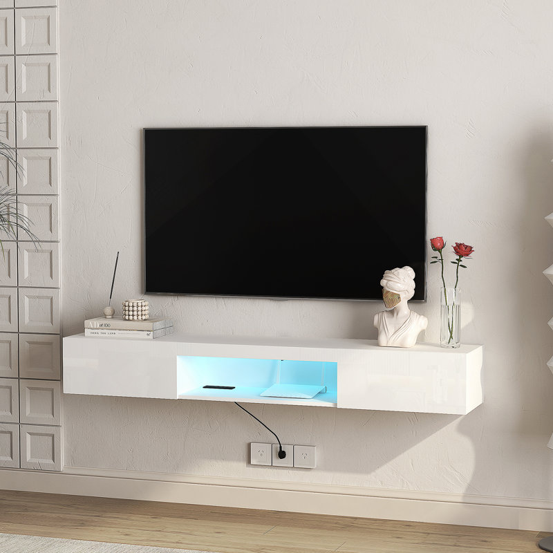 Meuble télé en bois manufacturé, Blanc
