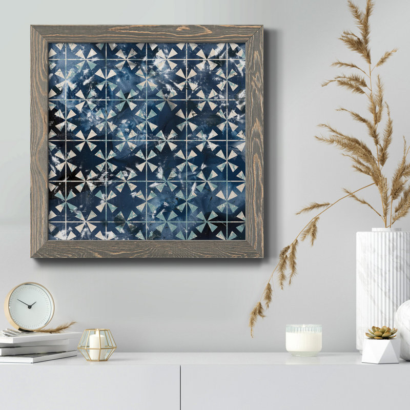 Toile encadrée de qualité supérieure Tile-Dye III - prête à être accrochée, H 31,5 po x l 31,5 po x P 1,5 po, Encadré gris