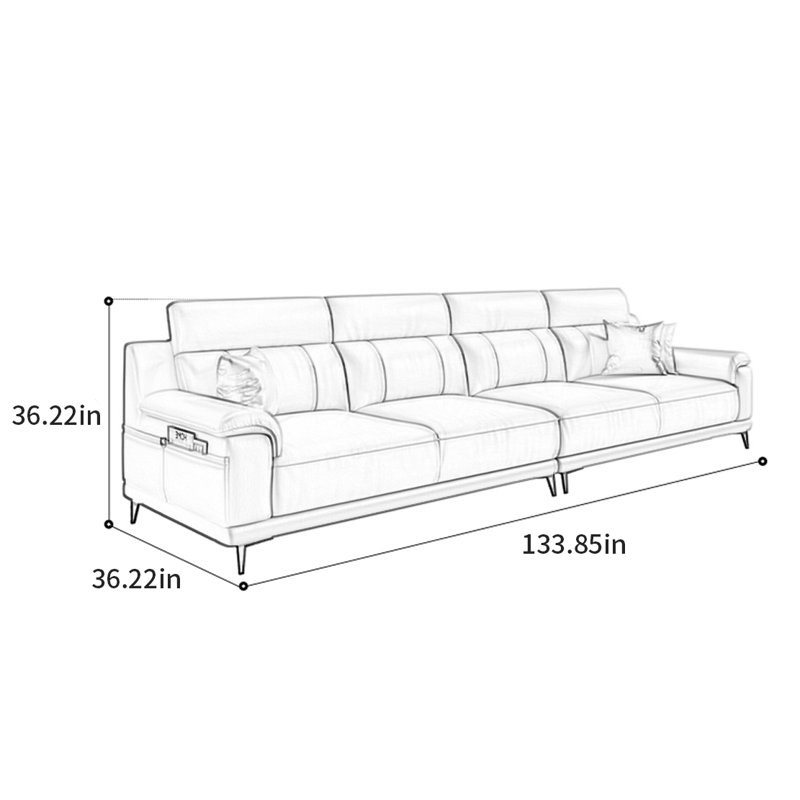 Canapé de luxe American, 2, H 36,22 po x l 133,85 po x P 36,22 po