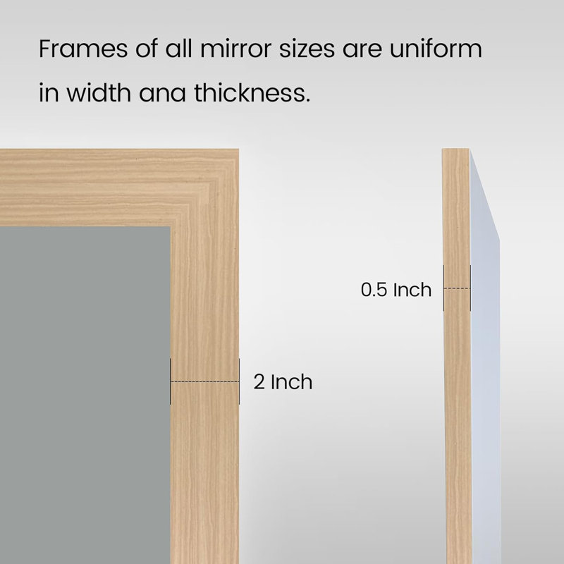 Miroir mural Amara, 20 po x 16 po, Bois jaune clair