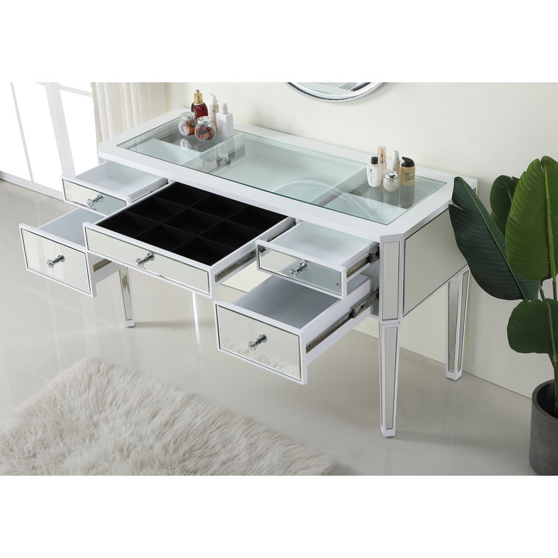 Cosmo 52'' Glass Top Console Table, White